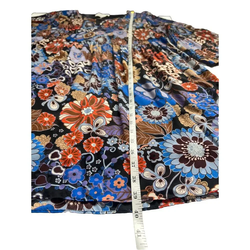 Emma & Michelle Midi Dress Womens 3X Floral Pleated Top Lined Bell Sleeves Retro - Picture 9 of 12